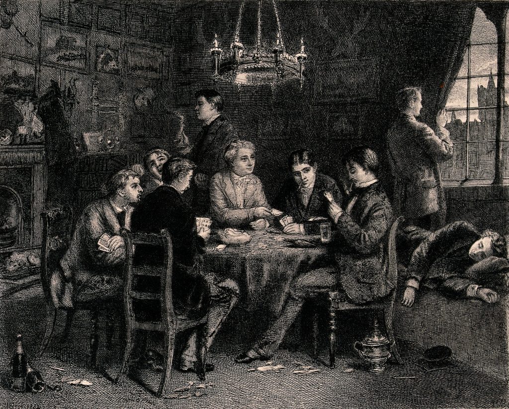 Jugadores reunidos alrededor de una mesa de cartas