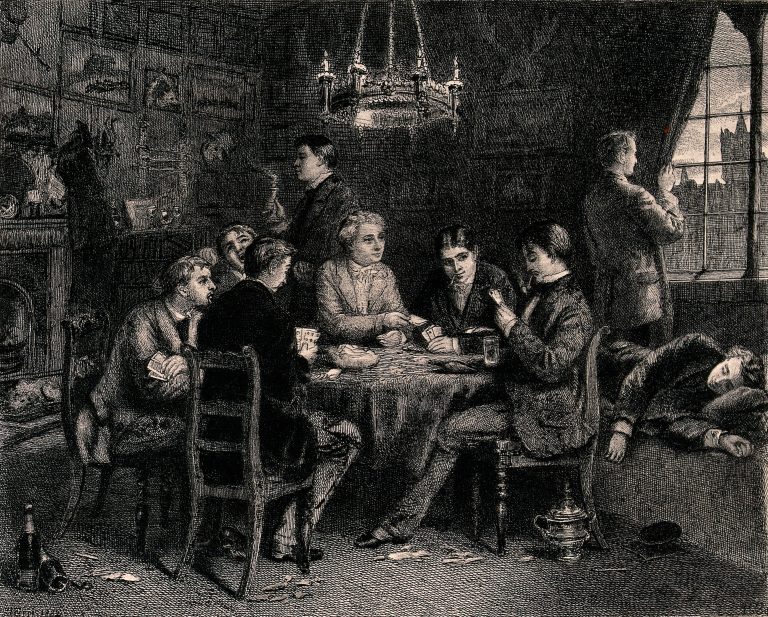 Jugadores reunidos alrededor de una mesa de cartas